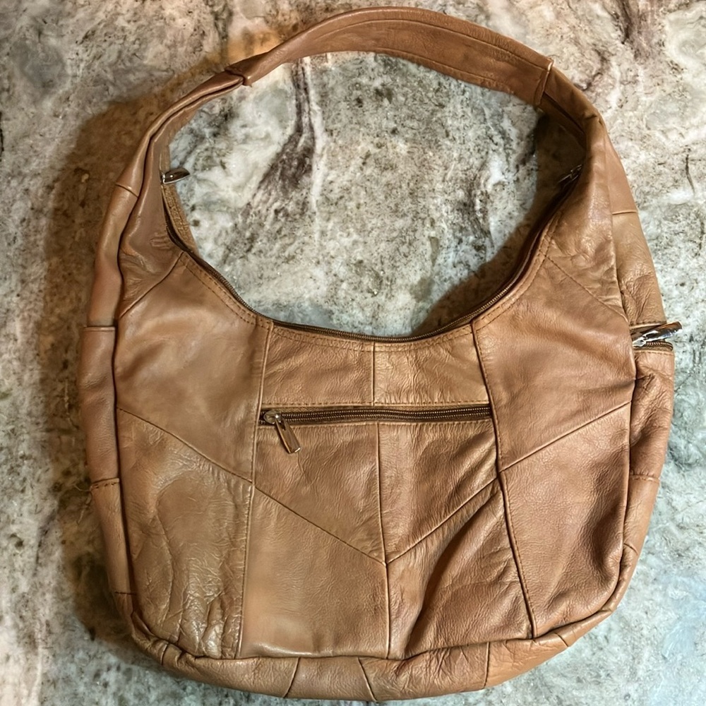 Genuine Leather Hobo Caramel - Picture 5 of 10